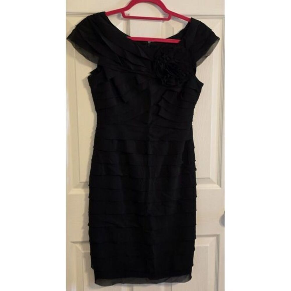 London Times Petites Women's Black Tiered Ruffled Dress Size‎ 6P Prom Homecoming